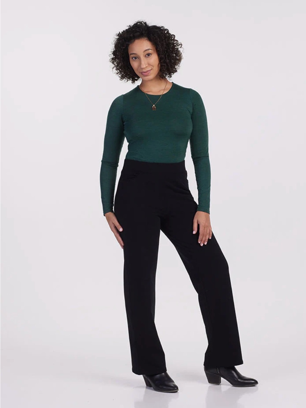 WOOLX ‘Ellie’ Wide Leg Wool Pants in Black